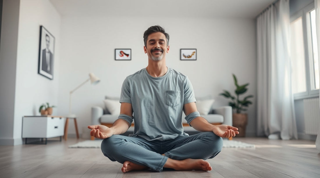 Hombre meditando al amanecer